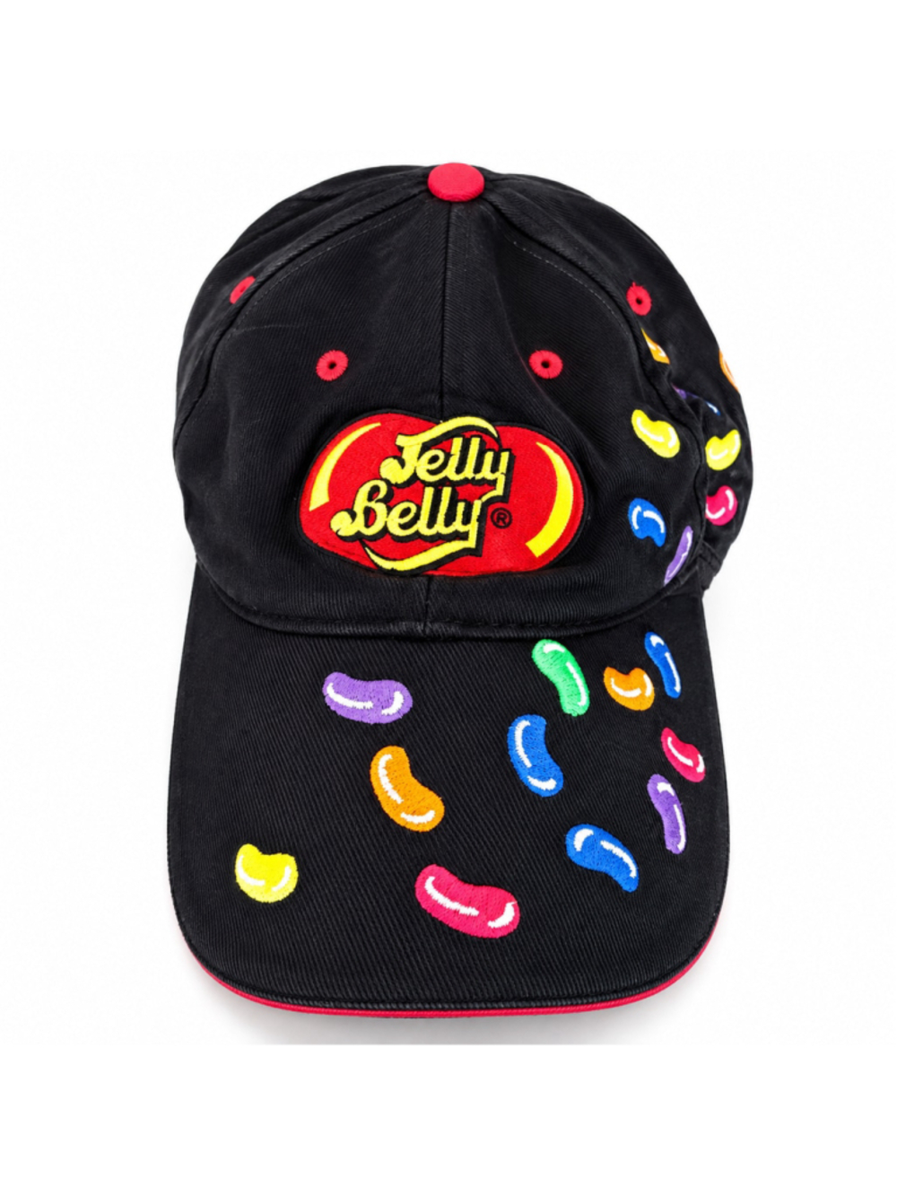 Jelly Belly Town Talk Embroidered Jelly Bean Black Adjustable Baseball Cap Hat